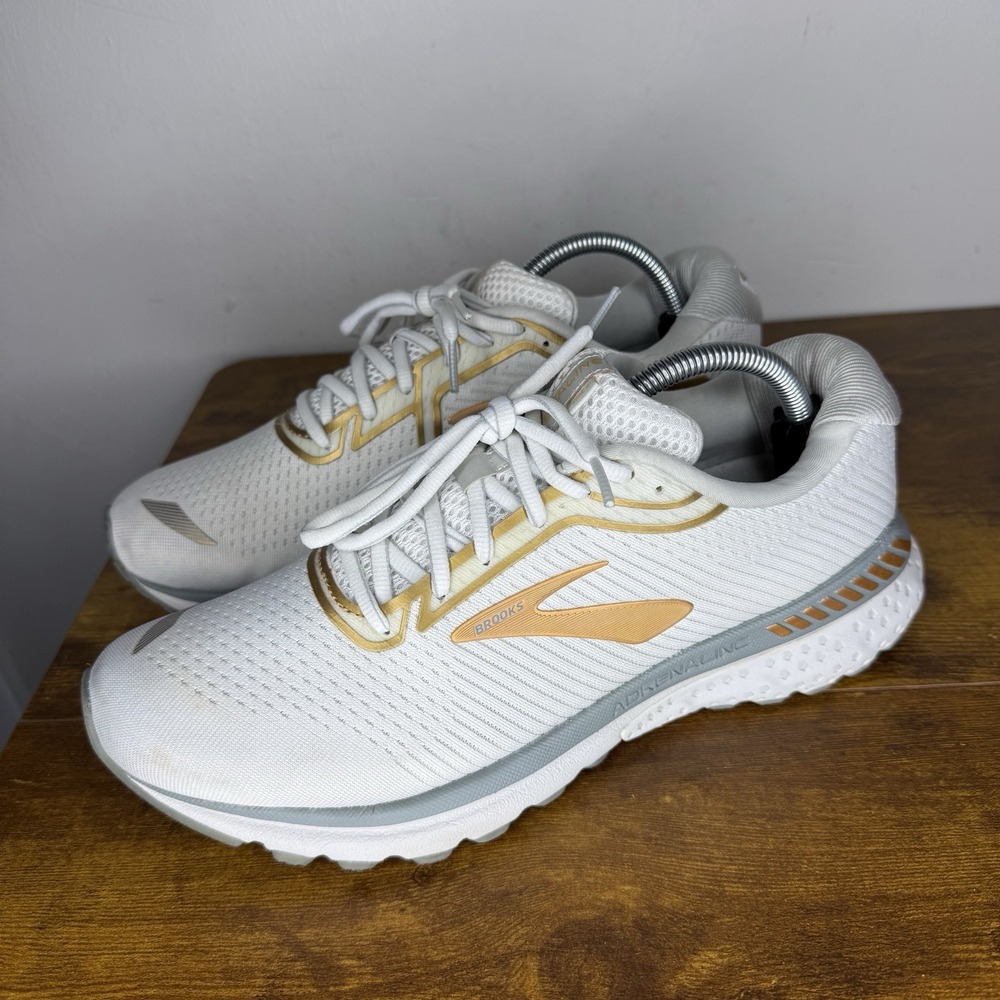 Brooks White and Gold Athletic Shoes - Picture 2 of 7
